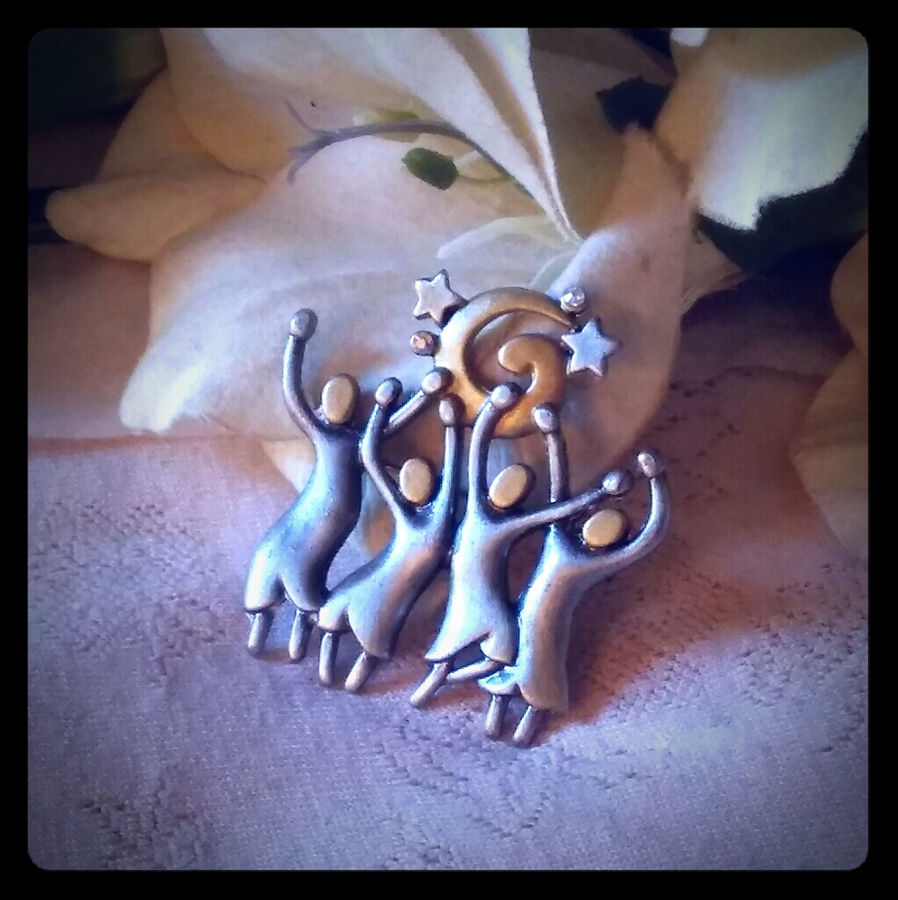 Vintage Four Women Dancing in the Stars Brooch